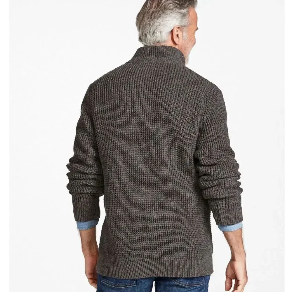L.L. Bean Menswear Wicked Soft Cotton/Cashmere Waffle Knit 1/2 Zip Sweater Siz L